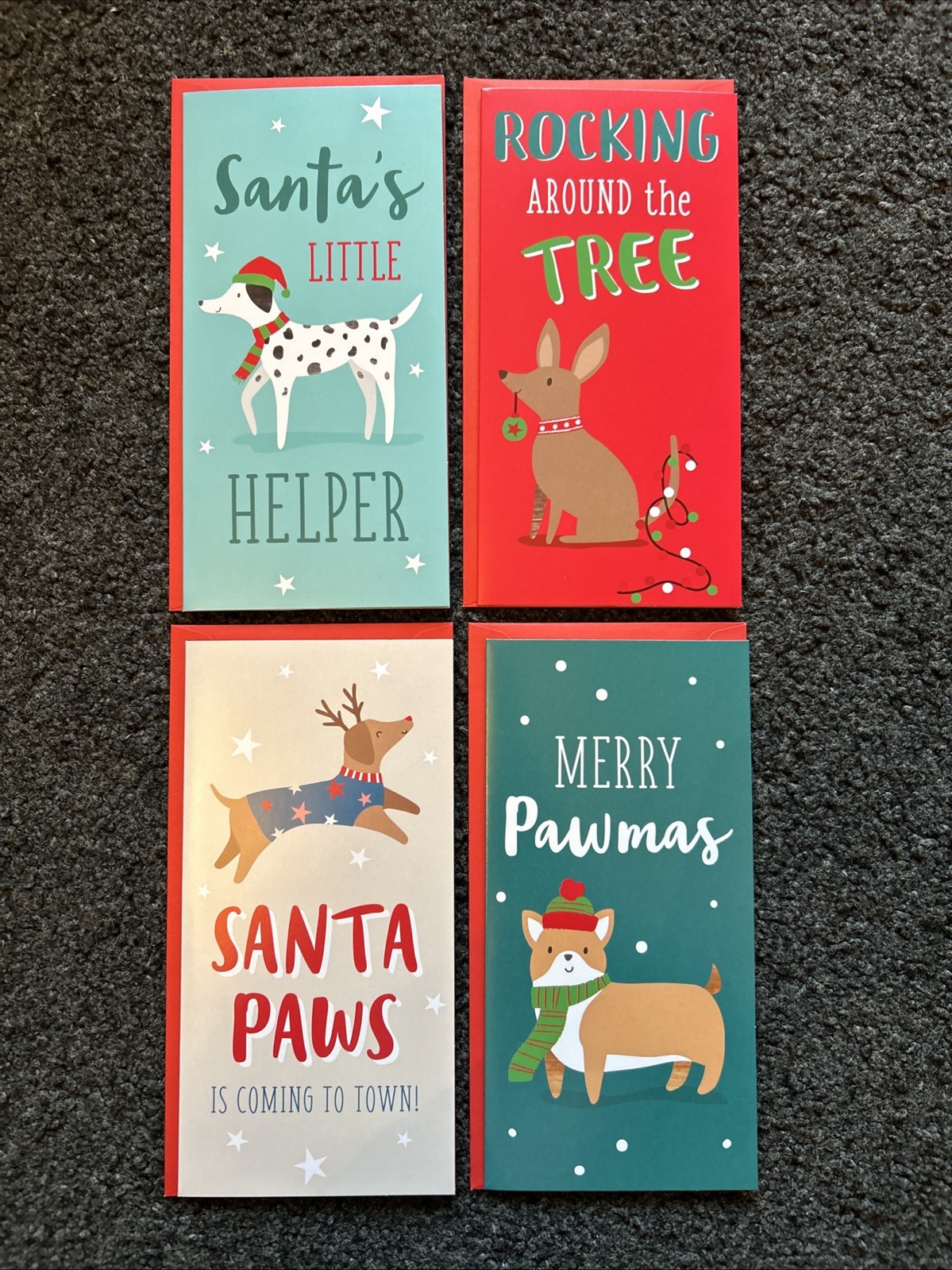4 Pack Christmas Dog Money Wallets Contemporary Gift With Envelopes
