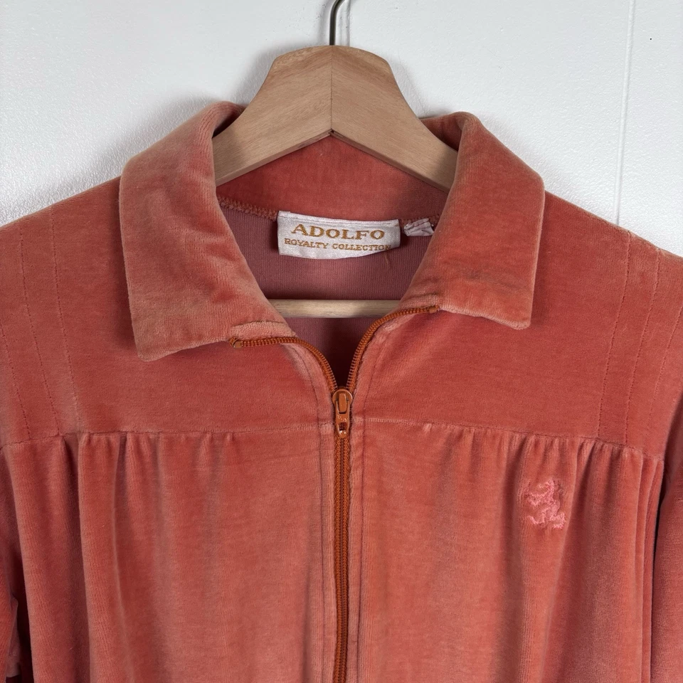 Chaqueta corta vintage Adolfo Collection para mujer talla mediana terciopelo melocotón cremallera completa Foto 2 de 4