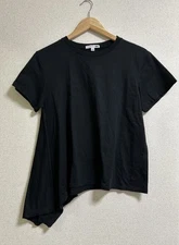 Uniqlo x Jw Anderson Womens Black Cotton Asymmetrical Hem Tee T Shirt Sz L