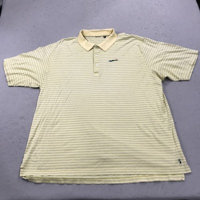 Fishers Island Golf Polo Shirt Mens XL Yellow Cotton Blend Striped Top 100 RARE