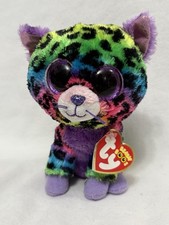 TY Beanie Boo Trixie Leopard 6” Plush Justice Exclusive Rainbow Spot Heart Tag