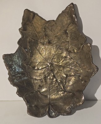 Solid Brass English Ivy Leaf Trinket Dish Ash Tray By Cambron Vintage
