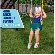 Green Toddler Swing Seat with Chains - Outdoor Play Set