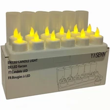 Rechargeable Candles Warm White led TeaLights Candles 12pcs Flame Effect Prog...