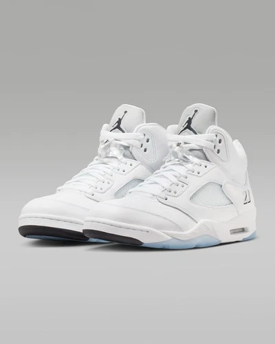 MENS AIR JORDAN 5 RETRO WHITE/BLACK-METALLIC SILVER HQ7978-103-SIZE 14