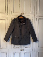 VGC Men’s Size L Cedarwood State Quilted Coat/Jacket Charcoal Grey Zip & Button