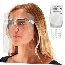  Salon World Safety Face Shields with All Clear Glasses Frames (Pack of) - 4