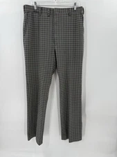 Vintage 70's Wash & Wear Men's 36" x 32" Plaid Polyester Knit Retro Disco Pants