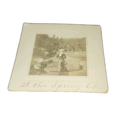 Sepia Portrait Photograph of Woman at Fountain, Paper, Unframed, Single Piece