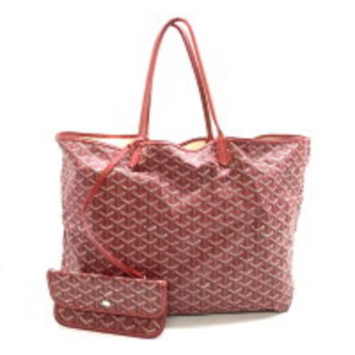 Goyard Saint Louis GM Shoulder Tote Bag Red Herringbone w/Pouch Authentic Good
