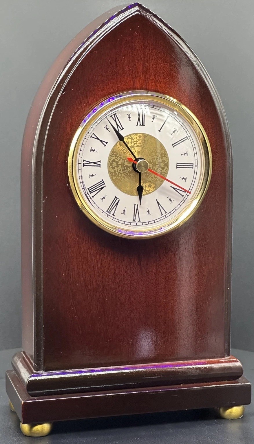 Cherry wood Pope's Hat Desk Clock 9.5