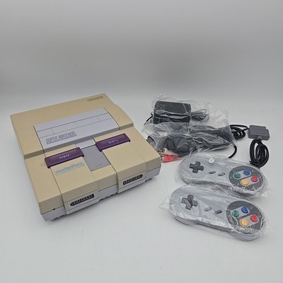 Super Nintendo System SNES Console Tested New Controllers, Rca Cable And Power