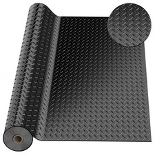 4 x 7 FT Garage Floor Mat, Diamond Plate Rubber Flooring Roll, 4 x 7Ft, Black