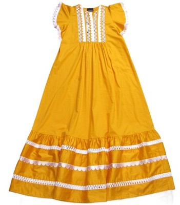 NWT Cynthia Rowley Nairobi in Marigold Scallop Embroidered Kaftan Maxi Dress M