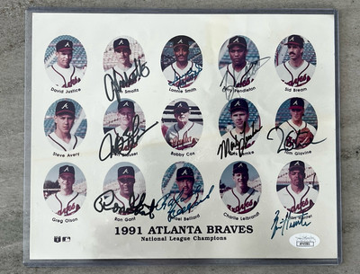 Atlanta Braves 1991 World Series NLC Signed 8x10 (9 Autographs) Inc ...