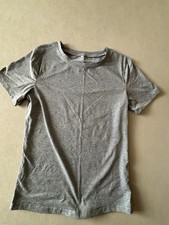 Women  s Gray Basic T Shirt Short Sleeve Crew Neck Stretch Tee Size Small
