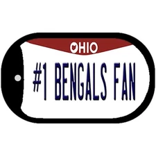 Number 1 Bengals Fan Novelty Metal Dog Tag Necklace 2" x 1"