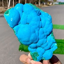 495G Natural Chrysocolla/Malachite transparent cluster rough mineral sample