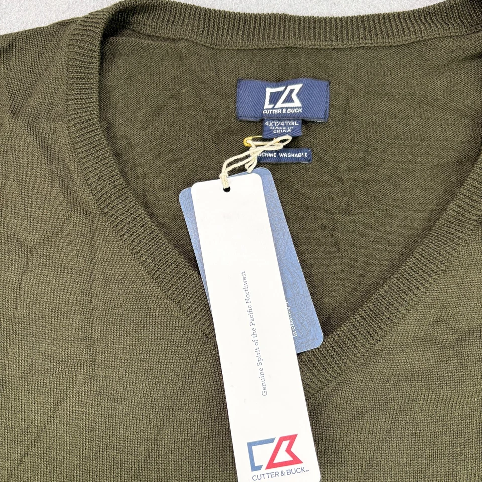Suéter Cutter & Buck Para Hombres 4XLT Alto Verde Douglas Mezcla de Lana Pullover Golf NUEVO Foto 2 de 4