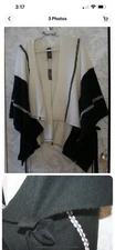new vince camuto colorblock poncho shawl wrap with belt