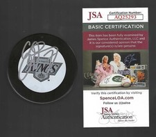 Eddie Olczyk Signed Los Angeles Kings Puck JSA COA LA