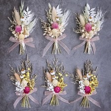 Mini Dried Flower Bouquet Set of 6 Pink Mini Bouquet Party Plate Decoration B...