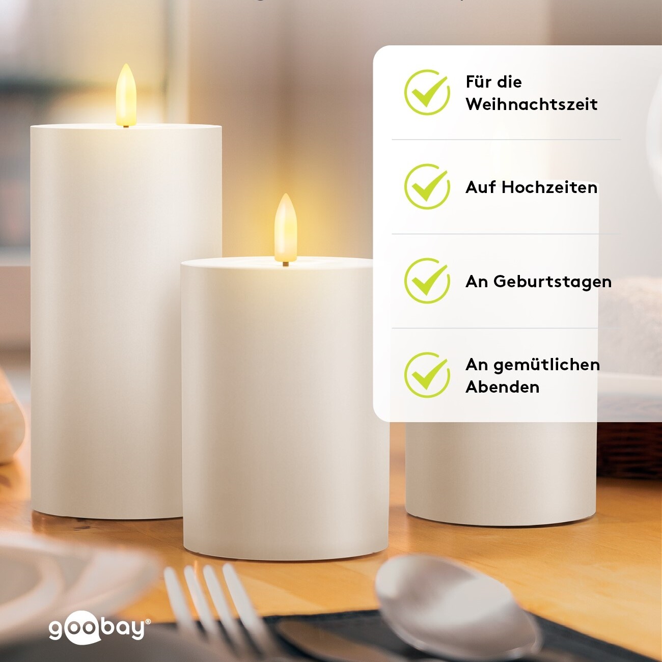 LED-Kerzen Set – 3 Batteriebetriebene Acryl-Kerzen Mit Fernbedienung & Timer – 10/12,5/15 Cm, Grau – Flammenlos, Sicher Für Kinder & Haustiere – Für Tisch, Wohnzimmer, Hochzeit