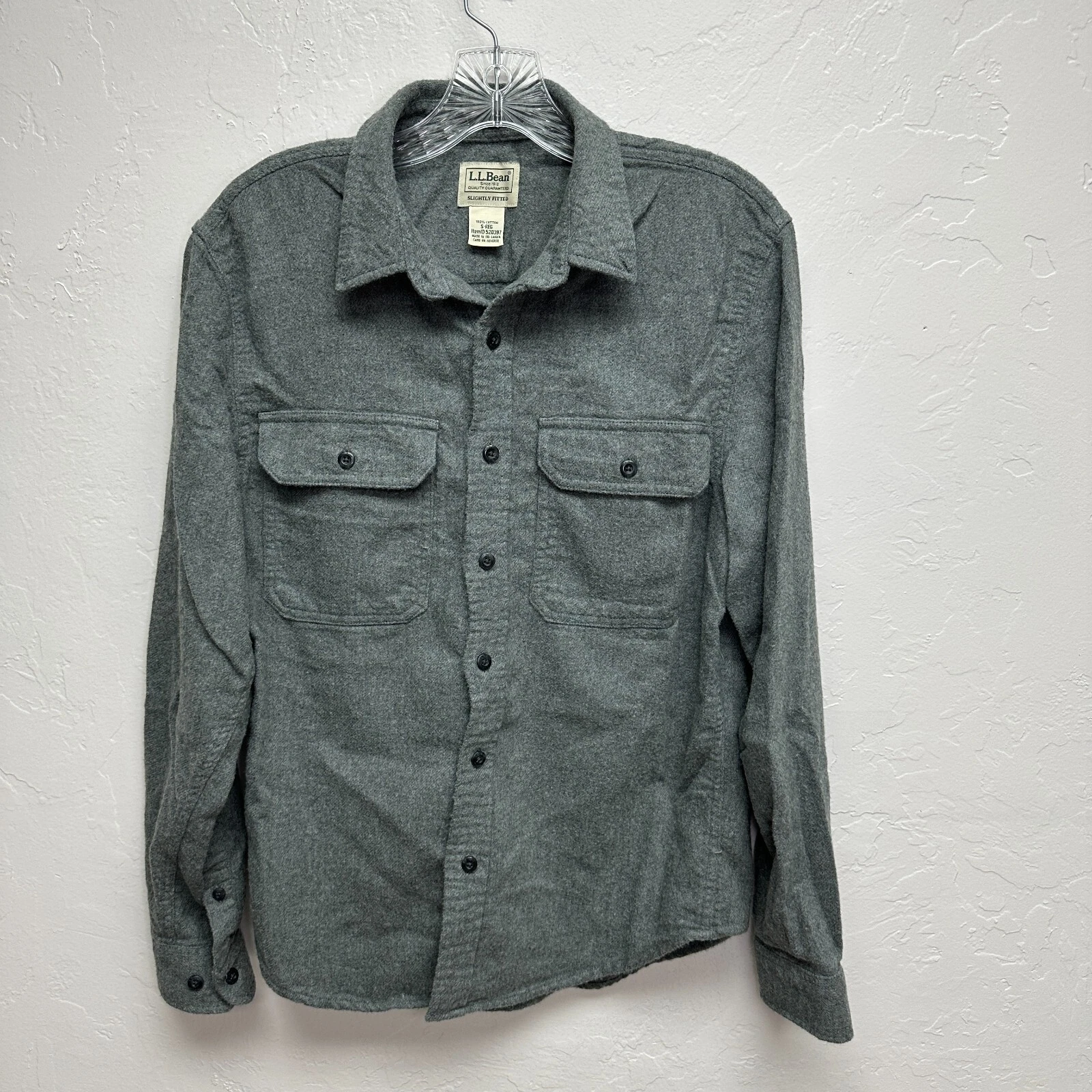 L.L.Bean Shirt Mens Small Gray Flannel Button Up Soft Casual Heritage Layering