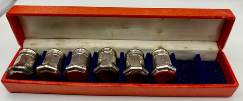 Cartier Sterling Silver Salt & Pepper Shakers SET Of 6 In Original Red Box