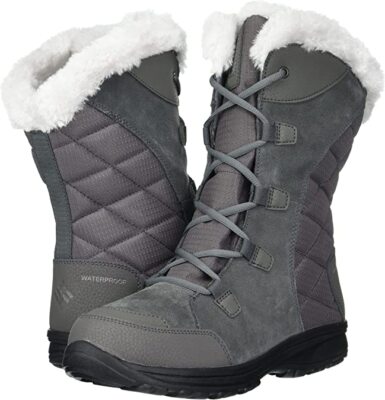 Columbia Women's Ice Maiden II Warm Snow Boots Insulated Gray Shale Size 