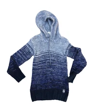 DIESEL Wool Blend Knit Long Hoodie Sweater Women's S Blue Long Sleeve Sweatshirt