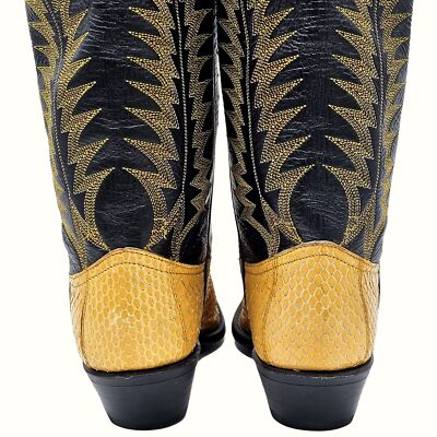 Vintage Tony Lama Exotic Yellow Black Python Snake Cowboy 