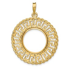 14k Yellow Gold Greek Key & Rope Prong Set US...