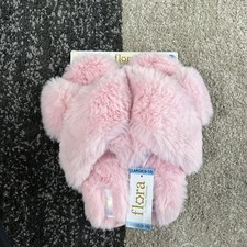 Flora Women's Soft Comfortable Faux Fur Crossband Slipper Size Large 9-10 Pink