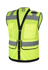 Lime Class 2 Heavy Duty Surveyor Safety Vest With Pocket Tablet on the Back