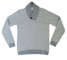 Peregrine Grey Wool Jumper Shawl Neck Sweater Mens Large Made in England