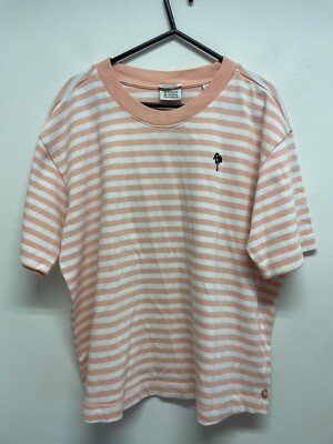 SCOTCH & SODA DAMEN T-SHIRT REINE BAUMWOLLE IN WEISS/ROSA GESTREIFT GR. M SEHR GUTER ZUSTAND (S532)