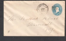 1894 1 cent Franklin postal cover Lowville NY to Hallock Alwood Gloversville NY