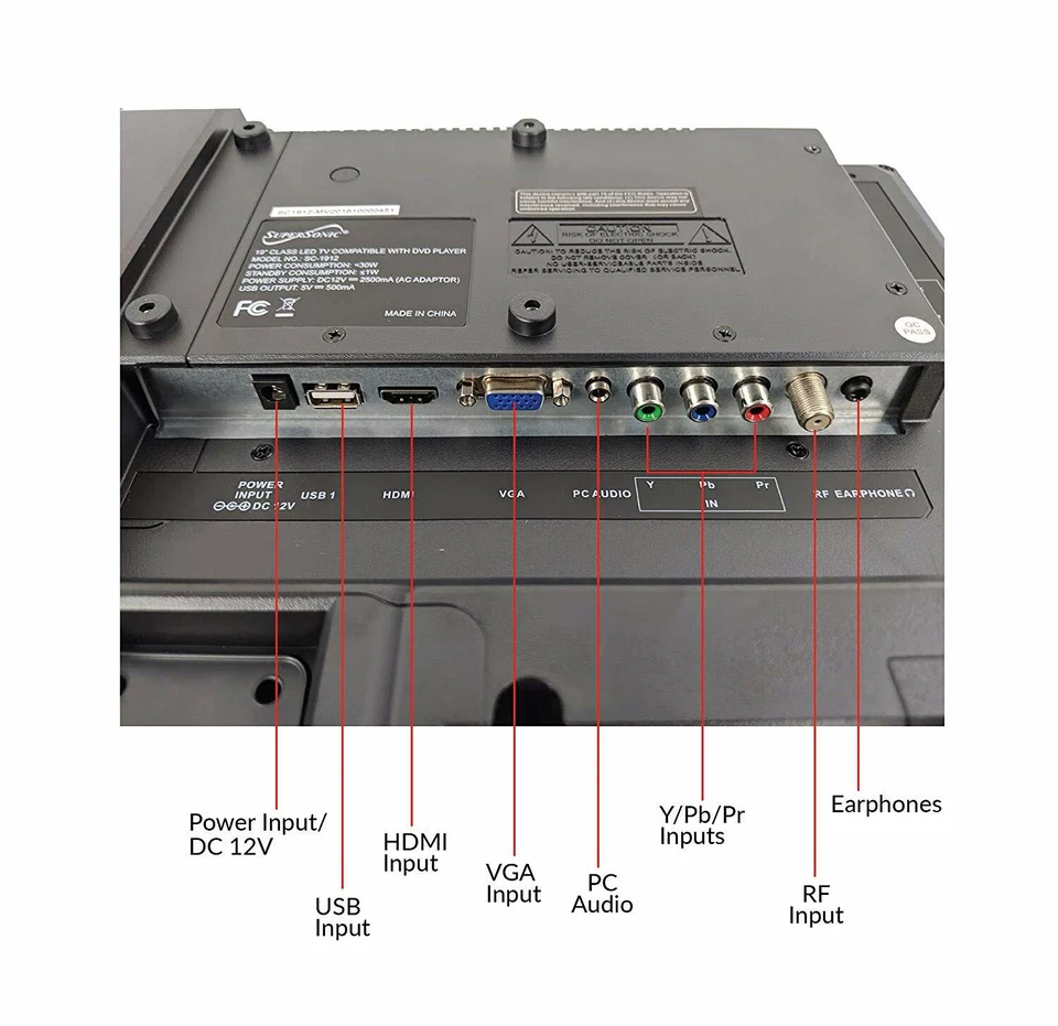 24" Supersonic 12 Volt AC/DC LED HDTV with DVD Player, USB, HDMI - Image 3 of 4