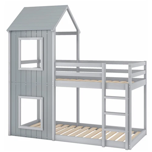 Etagenbett Kinderbett 90x200cm Hausbett Doppel Stockbett Hochbett für Kinder - Bild 9 von 9