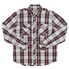 AFFLICTION Black Premium Button Up Shirt Mens Large Long Sleeve Gray Red Plaid