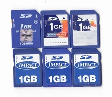 Lot Of 6x Toshiba / Dane-Elec / Impact 1GB SD Camera Memory Cards