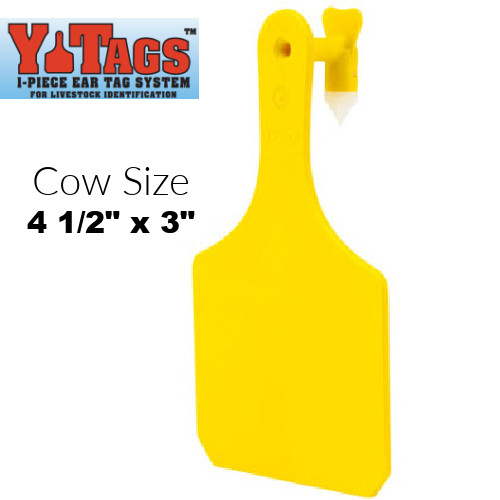 New 25 Yellow Y-Tex Y-Tags Blank Cow Size 1 piece ear tags (like Ztags)