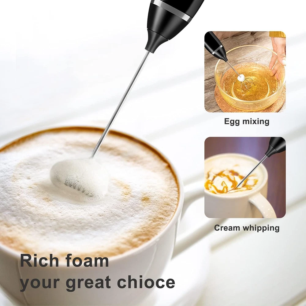 Milk Frother Handheld Rechargeable Foam Maker for Lattes, Electric Drink Mixer w