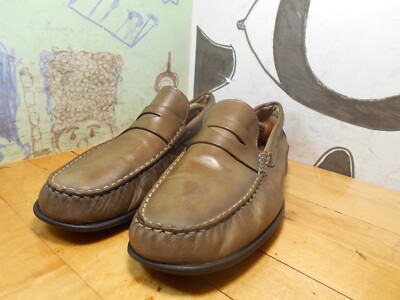 Ecco Brown Leather Penny Loafer Driving Mocs Men's Euro 44 US 11