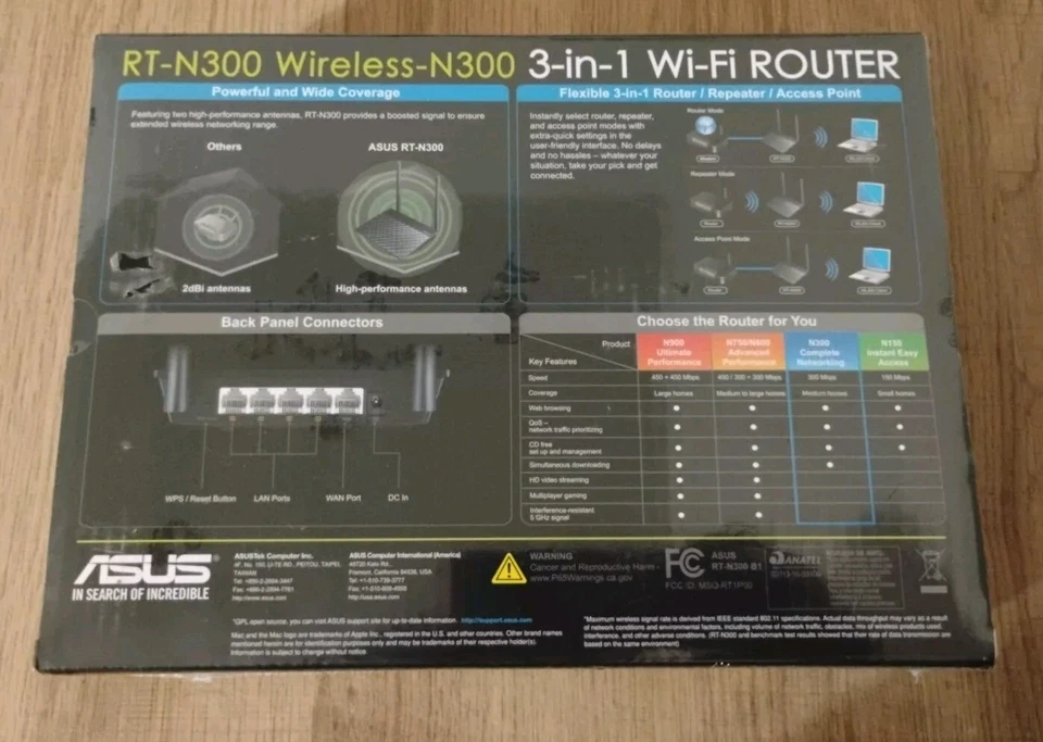 ASUS RT-N300 Wireless-N300 3-in-1 WiFi Router BRAND NEW SEALED. #Y432 - Image 2 of 2