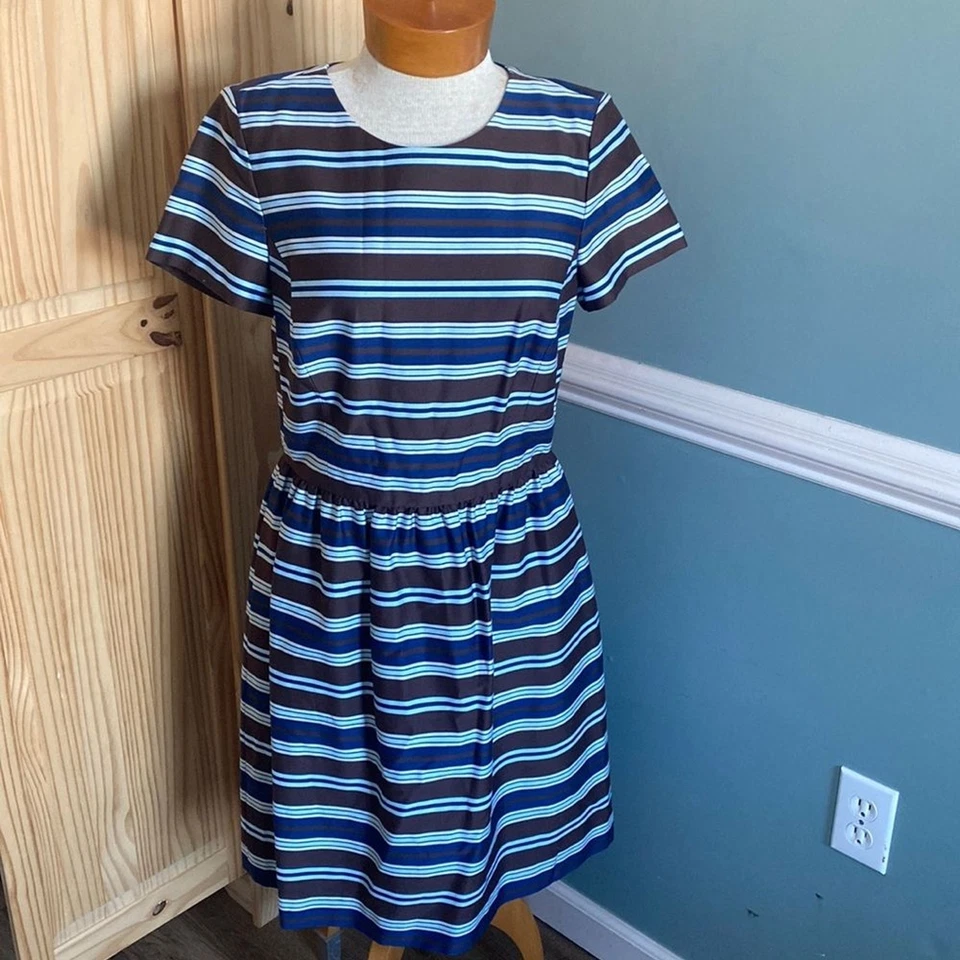 Vestido para mujer Brooks Brothers rojo polar algodón spandex multicolor talla 8 $138 Foto 2 de 4