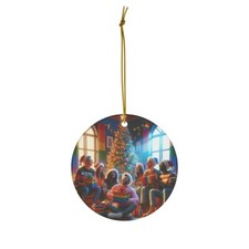 Hanging Ceramic Christmas Tree Ornament - Christmas Joy in Pride Colors
