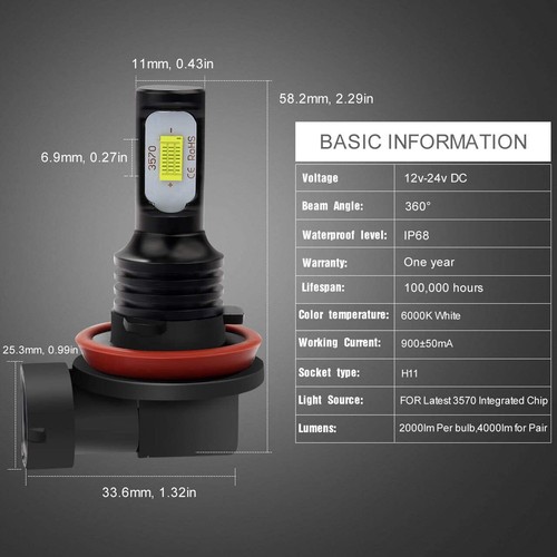 Para For Acura TL 2009-2013 2014 Faros LED HID Hi/Lo Bombillas de luz antiniebla - Picture 10 of 12