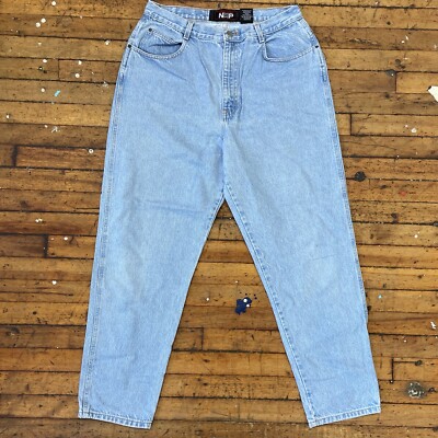 Vintage NXP Faded Light Blue Mom BoHo Jeans Wide Leg Size 34